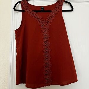 SHEIN Rust Lace Trim Tank Top
